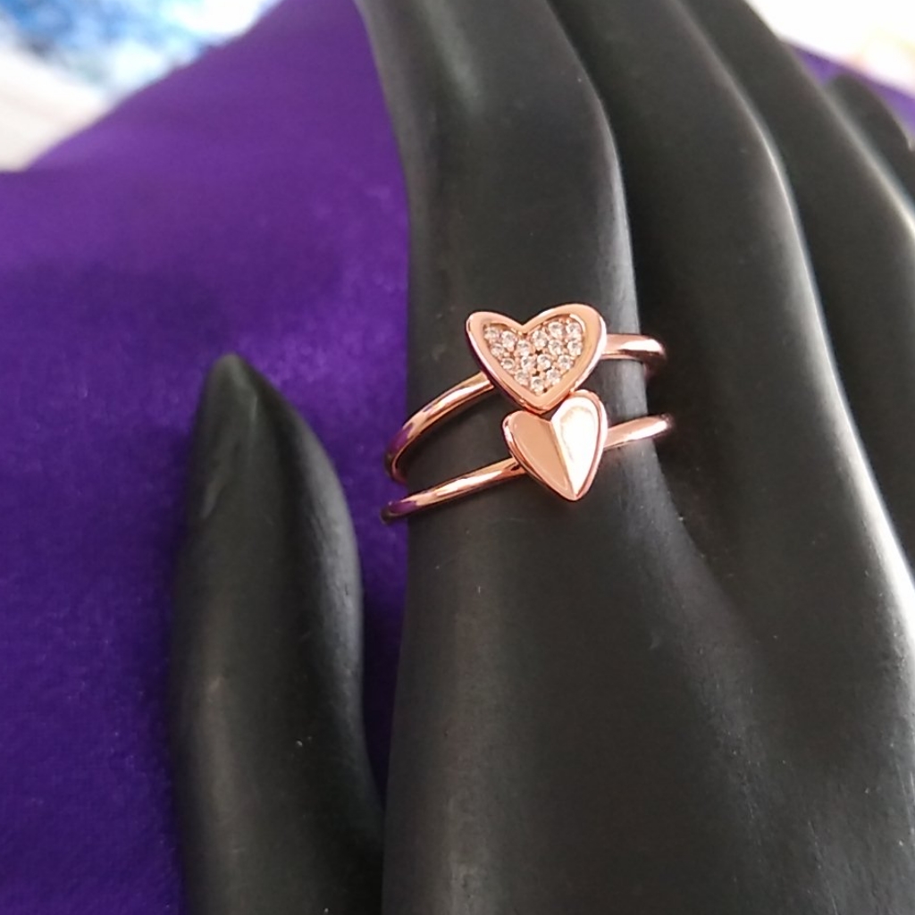 Rose GoldDoubleHeartSize8Ring 48$